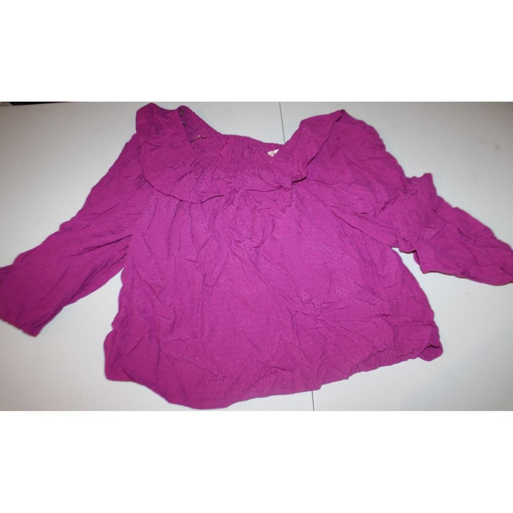 Women's Balloon Long Sleeve Ruffle Top -- Knox Rose Purple size M